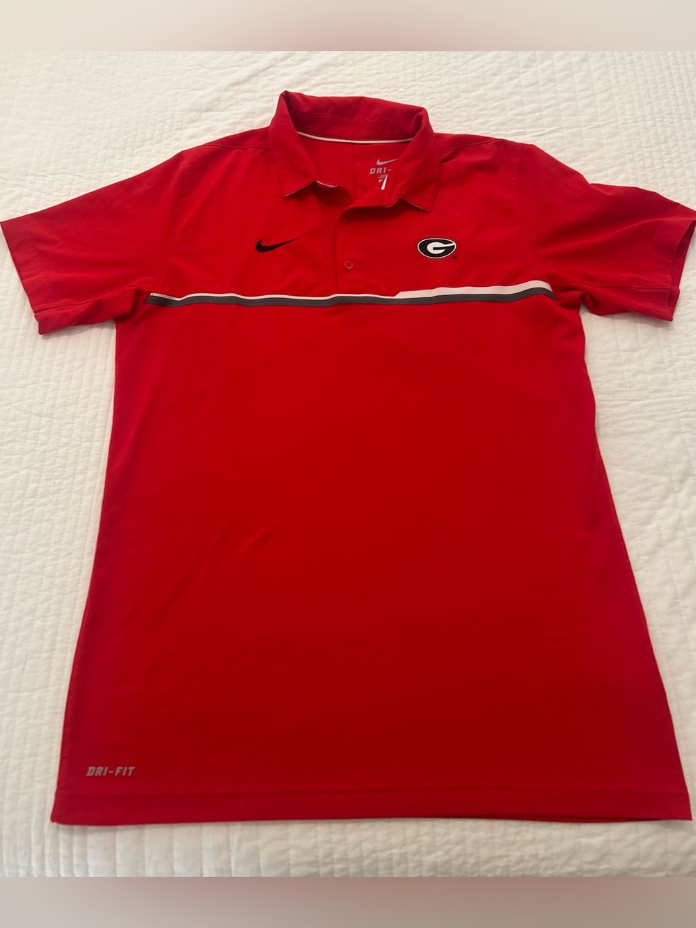 Nike Georgia Bulldogs Polo Shirt Mens Medium Red Dri-Fit Authentic